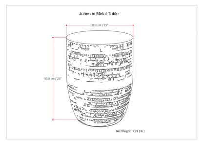 Johnsen 15 Inch Wide Tribal Pattern Metal Accent Table in Antique Copper