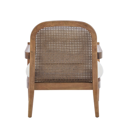 Elliston Rattan Backrest Solid Wood Accent Chair with Cushions - Set of 2