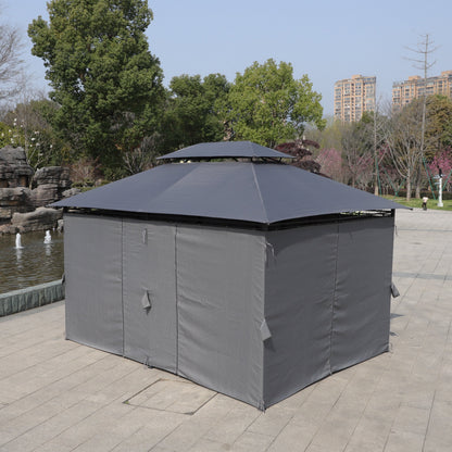 13x10 Ft Outdoor Patio Gazebo Canopy Tent with Ventilated Double Roof and Side Wall