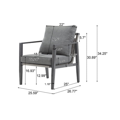 Modern Lounge Chair With Rope Accents And Cushions