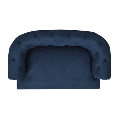 Kiki 36.5' Chesterfield Dog Sofa Bed, Medium, Pacific Blue Stain Resistant High Performance Polyester