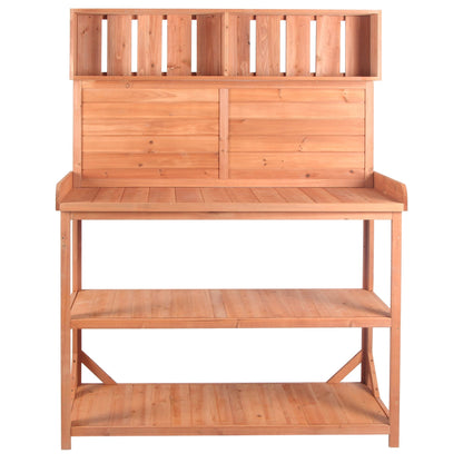 TOPMAX 65' Large Wooden Farmhouse Rustic Outdoor Potting Bench Table
