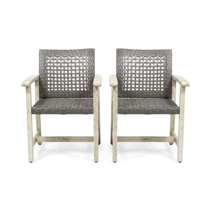 Outdoor Dining Chair Acacia Wood Frame (Set of 2)