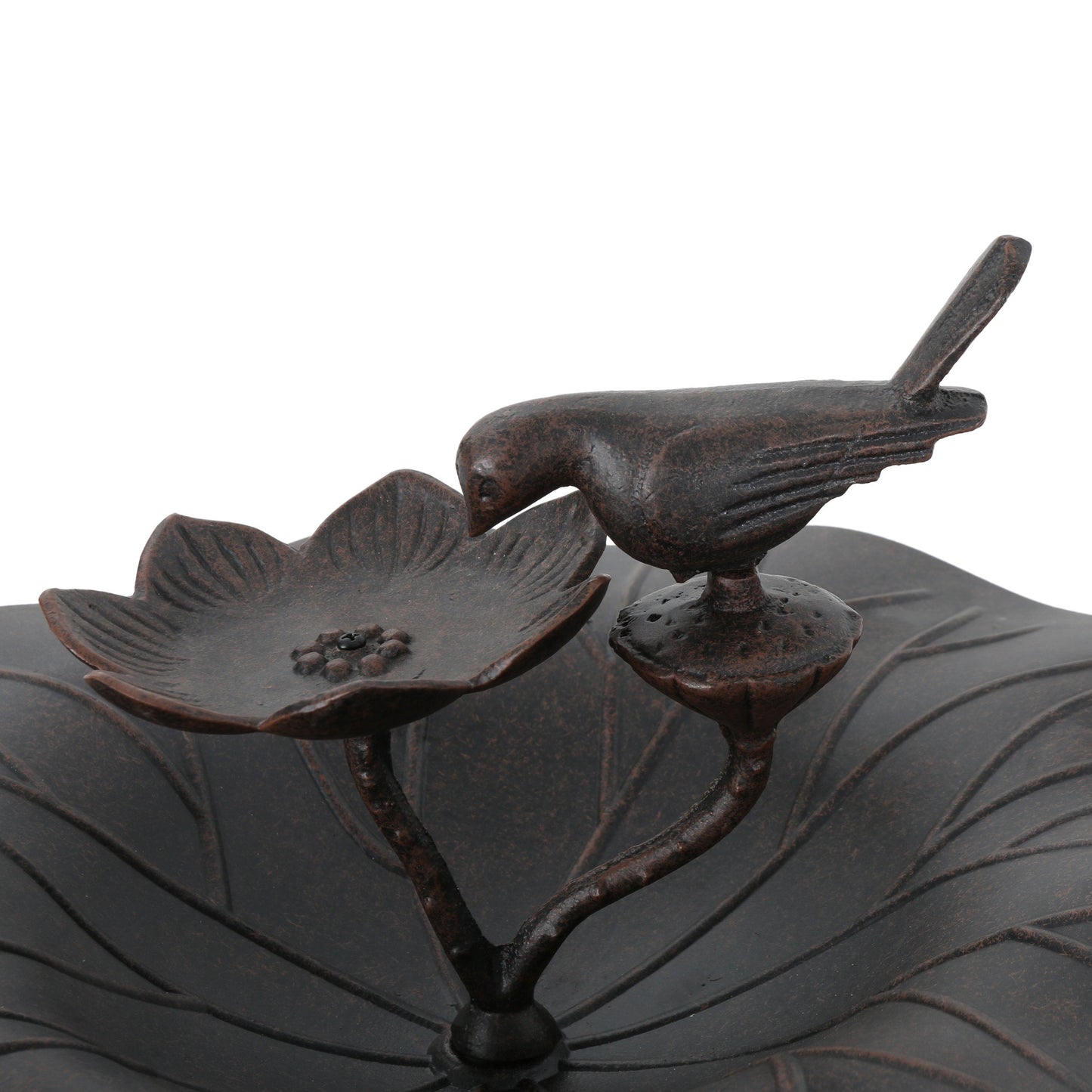 Lancaster Outdoor Aluminum and Iron Top Bird Bath with Iron Base, Bronze
