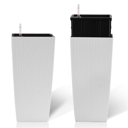 Pack of 2 Square Planters with Automatic Watering System