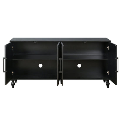 Carved Flower Door Large Storage Cabinet with Metal Handle