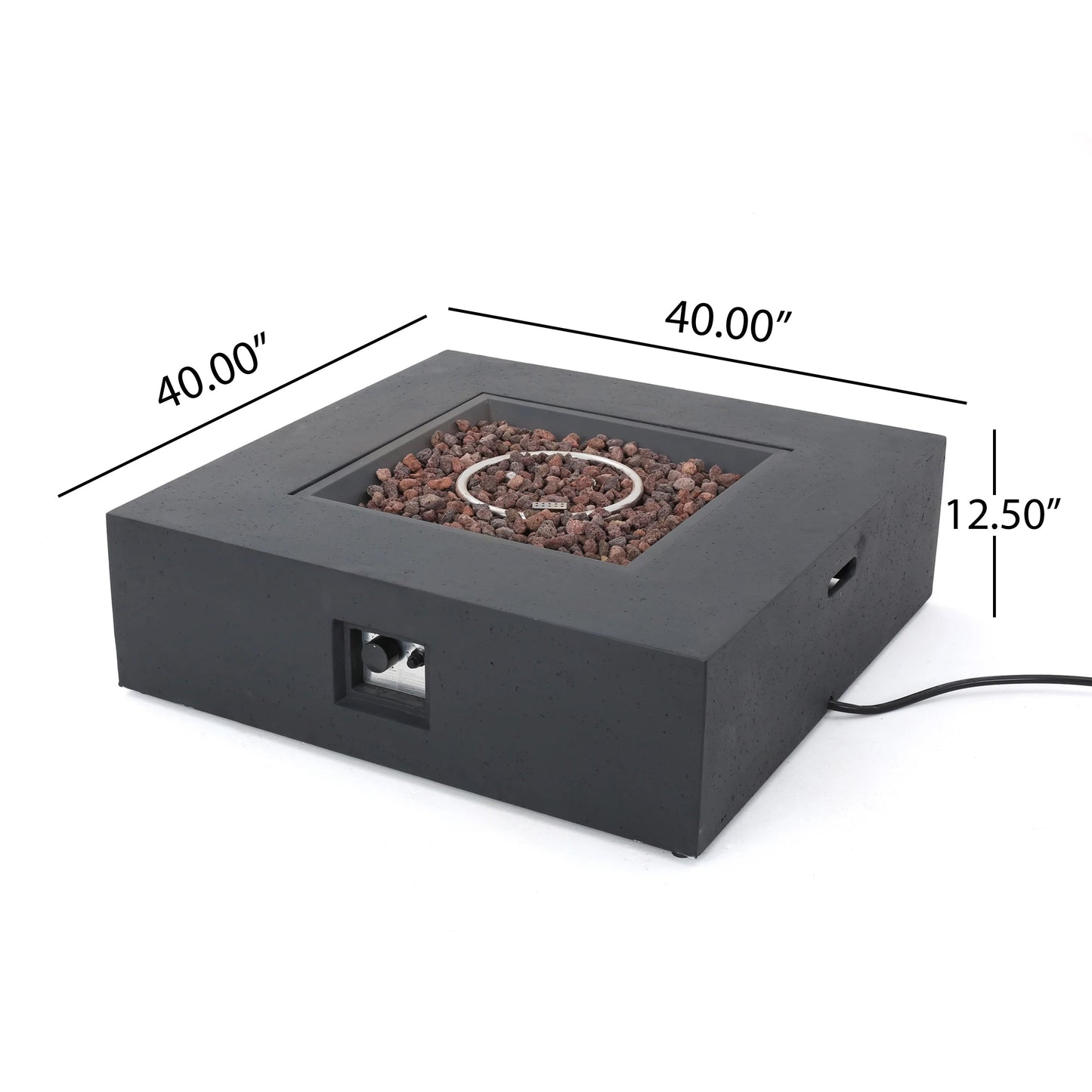 Outdoor 50000 BTU Propane Fire Pit, Dark Grey, with Tank Holder