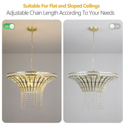 8-Light 23.6' Wide Crystal Waterfall Chandelier