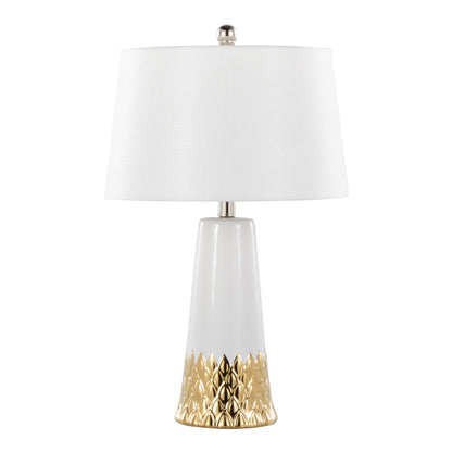 Penelope 22' Contemporary Ceramic Table Lamp with White & Gold Ceramic Body and White Shade