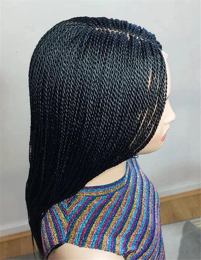Senegalese Micro Twist Braided Wig | Bob Length | Light Passion Twist | Lace Front Wig | Black Women