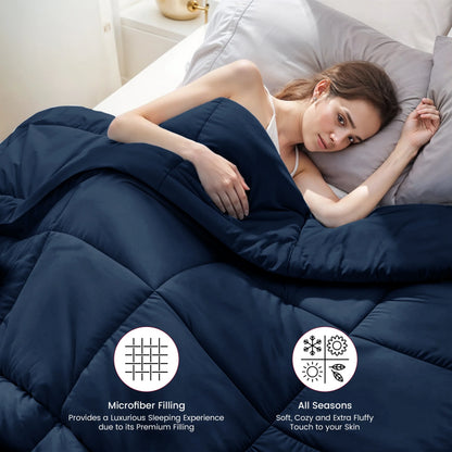 Decor Down Alternative Comforter – 1 Piece Fluffy Duvet Insert with Box Stitch Design – 102" x 90"