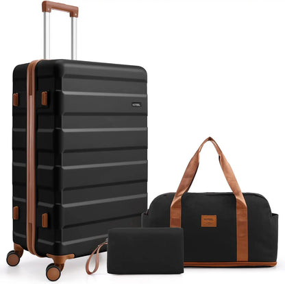 3/5pcs Carry On Luggage Set With Spinner Wheel, ABS Hard shell Suitcase With TSA Lock 20/24/28"Luggage, Toiletry Bag Duffel Bag.