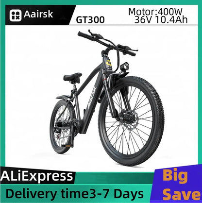 GT300 Adult E-bike, 400W Motor 36V, 10.4Ah Battery Electric 26 Inch Fat Tire, E-Mountain bike Off-road bicycle.