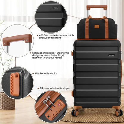 3/5pcs Carry On Luggage Set With Spinner Wheel, ABS Hard shell Suitcase With TSA Lock 20/24/28"Luggage, Toiletry Bag Duffel Bag.