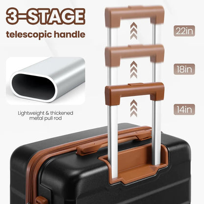 3/5pcs Carry On Luggage Set With Spinner Wheel, ABS Hard shell Suitcase With TSA Lock 20/24/28"Luggage, Toiletry Bag Duffel Bag.