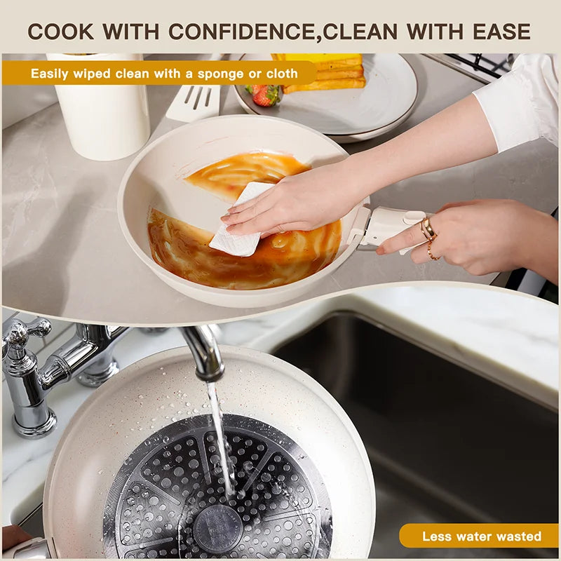 21 Piece Pots and Pans Set Non-Stick, Ceramic Cookware Set with Sensor Handles.