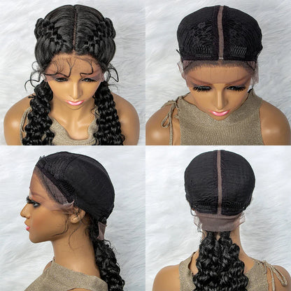Curly Water Wave Braided Wig | Lace Front Cornrow Twist Style