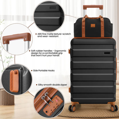 Luggage Sets 3/5 Piece Durable Suitcase, Dual-Spinner Wheel TSA Lock, Carry on Luggage.