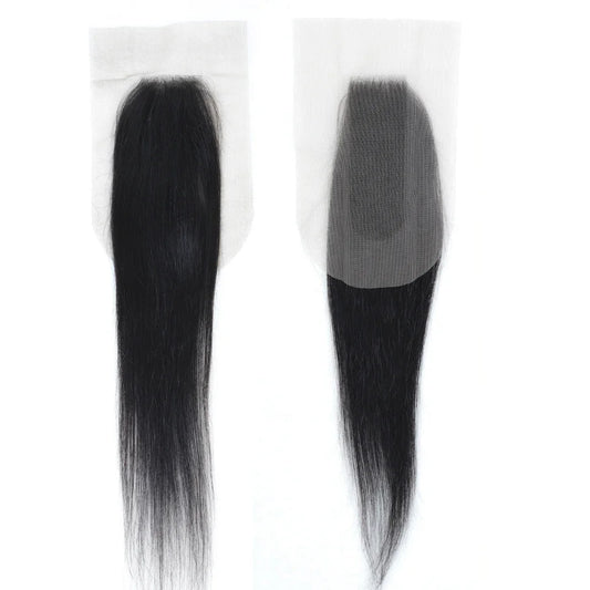 Straight Top Lace Closure | Middle Part Transparent Swiss Lace 100% Human Hair (180% Density)
