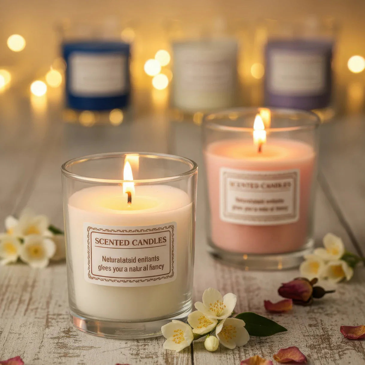 Scented Glass Jar Candle, Handmade Soy Wax – Smokeless Aromatherapy Candle.