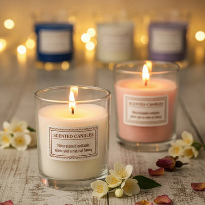 Scented Glass Jar Candle, Handmade Soy Wax – Smokeless Aromatherapy Candle.