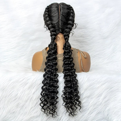 Curly Water Wave Braided Wig | Lace Front Cornrow Twist Style