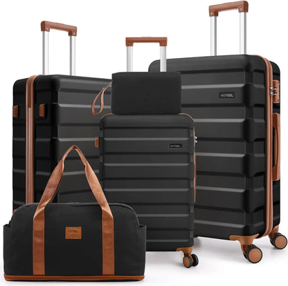 3/5pcs Carry On Luggage Set With Spinner Wheel, ABS Hard shell Suitcase With TSA Lock 20/24/28"Luggage, Toiletry Bag Duffel Bag.