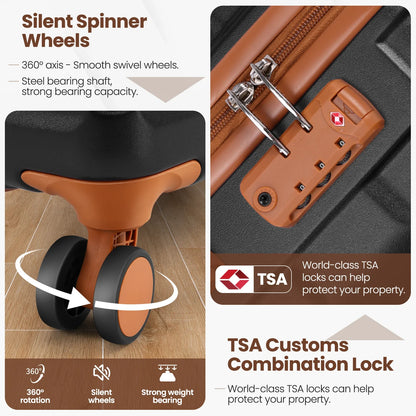 Luggage Sets 3/5 Piece Durable Suitcase, Dual-Spinner Wheel TSA Lock, Carry on Luggage.