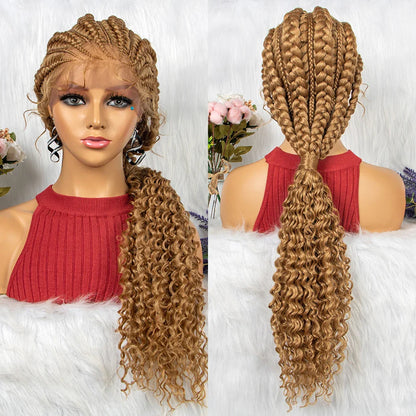 Braided Ponytail Wig | Kinky Curly Lace Front with Baby Hair
