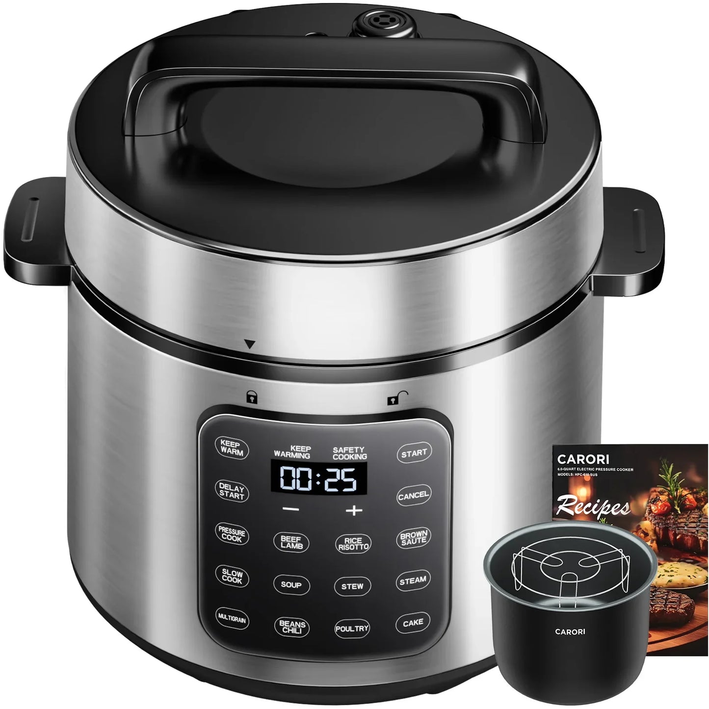 Pressure Cooker 6QT Stainless SteelCeramic Inner Pot,  1000W