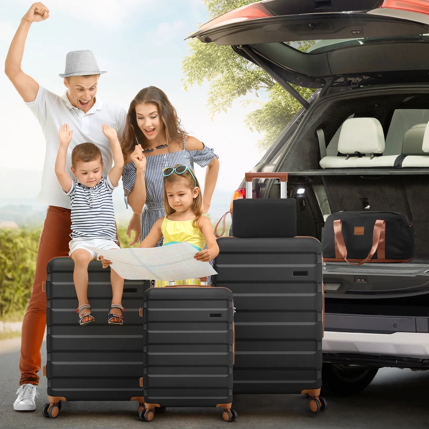Luggage Sets 3/5 Piece Durable Suitcase, Dual-Spinner Wheel TSA Lock, Carry on Luggage.