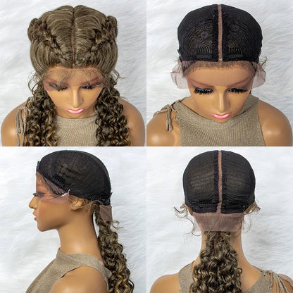 Curly Water Wave Braided Wig | Lace Front Cornrow Twist Style