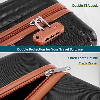 6 Piece Luggage Set With Spinner Wheels, Carry On Suitcase Set Duffel &Toiletry Bag With TSA Lock.