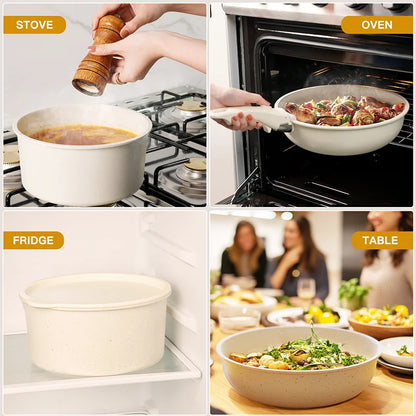 21 Piece Pots and Pans Set Non-Stick, Ceramic Cookware Set with Sensor Handles.