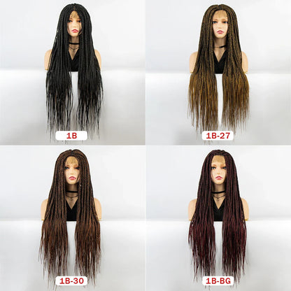 36" Knotless Box Braids Full Lace Wig | Crochet Braids | Synthetic Braiding Hair | Black Women