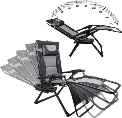 XXL Oversize Recliner Folding Chair for Camping, Patio, Outdoors. Reclining Padded Seats.