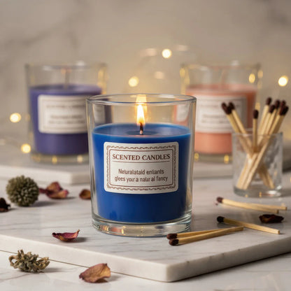 Scented Glass Jar Candle, Handmade Soy Wax – Smokeless Aromatherapy Candle.