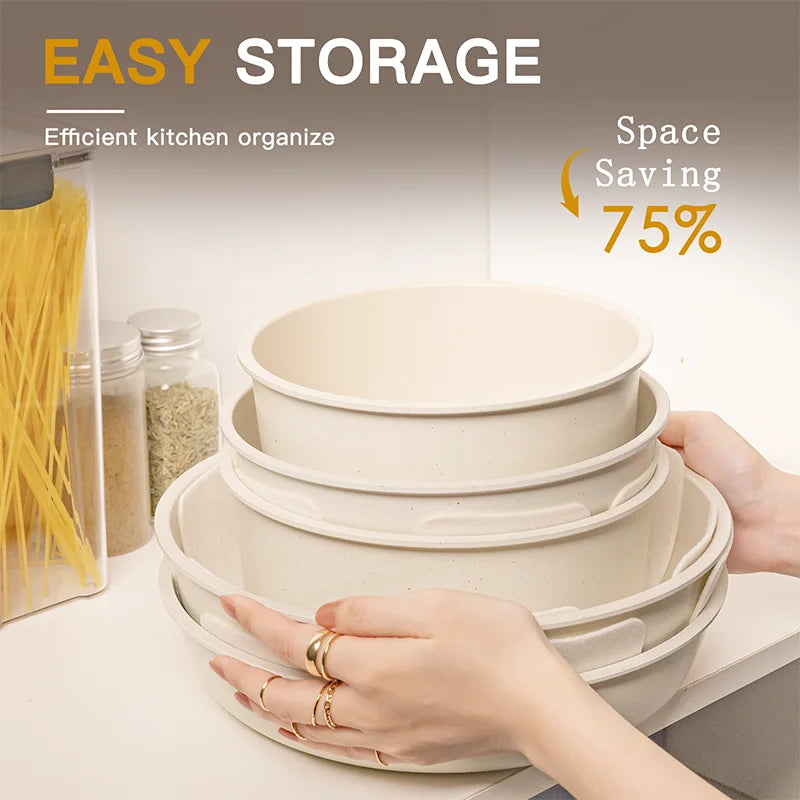 21 Piece Pots and Pans Set Non-Stick, Ceramic Cookware Set with Sensor Handles.
