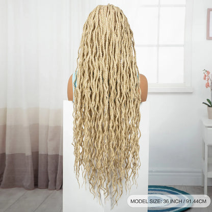 36" Long 613 Blonde Knotless Box Braids Wig | Full Lace Frontal Twist