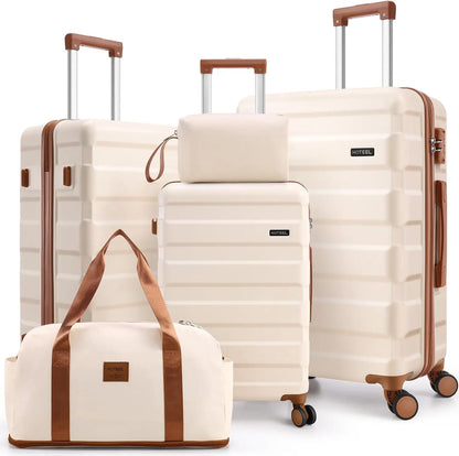 3/5pcs Carry On Luggage Set With Spinner Wheel, ABS Hard shell Suitcase With TSA Lock 20/24/28"Luggage, Toiletry Bag Duffel Bag.