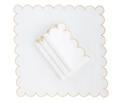 Beige Scalloped Edge Napkins - LongWave