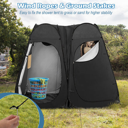 Oversized Pop Up Shower Tent with Window Floor and Storage Pocket