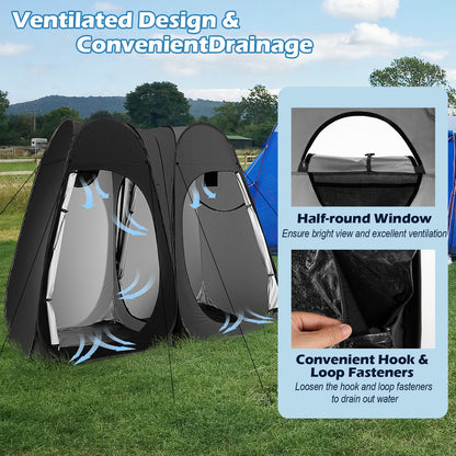 Oversized Pop Up Shower Tent with Window Floor and Storage Pocket
