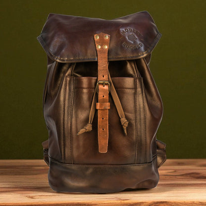 Bovine Leather Single Strap Backpack - Brown