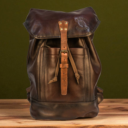 Bovine Leather Single Strap Backpack - Brown