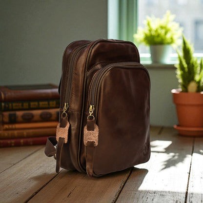 Bovine Leather Sling Bag - Brown