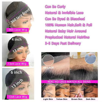 Brazilian Bone Straight Lace Front Human Hair Wig