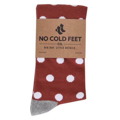 Burnt Orange with White Polka Dot Socks