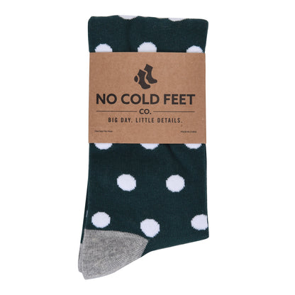 Emerald Green with White Polka Dot Socks