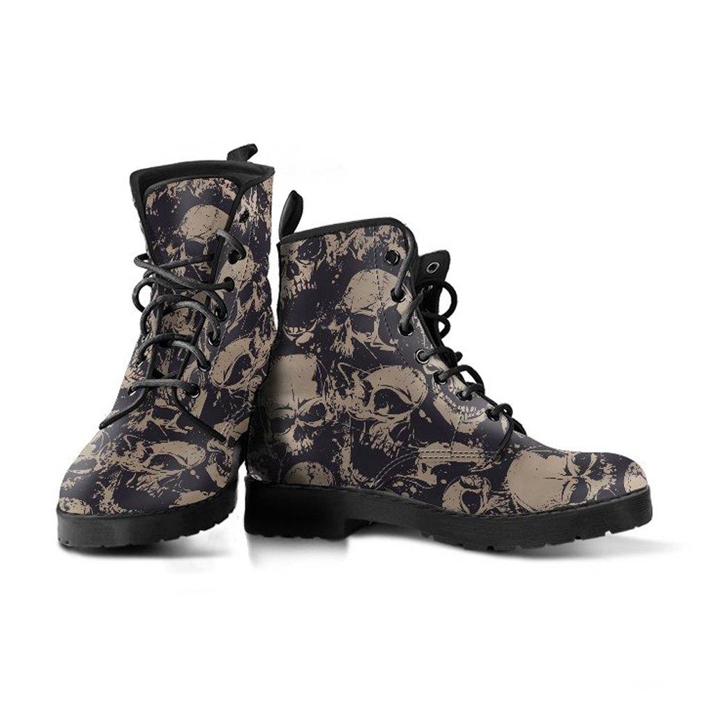 Dark Skulls  Memory Foam Boots | All Season Lace Up Boots | Vegan Leather Combat Boot